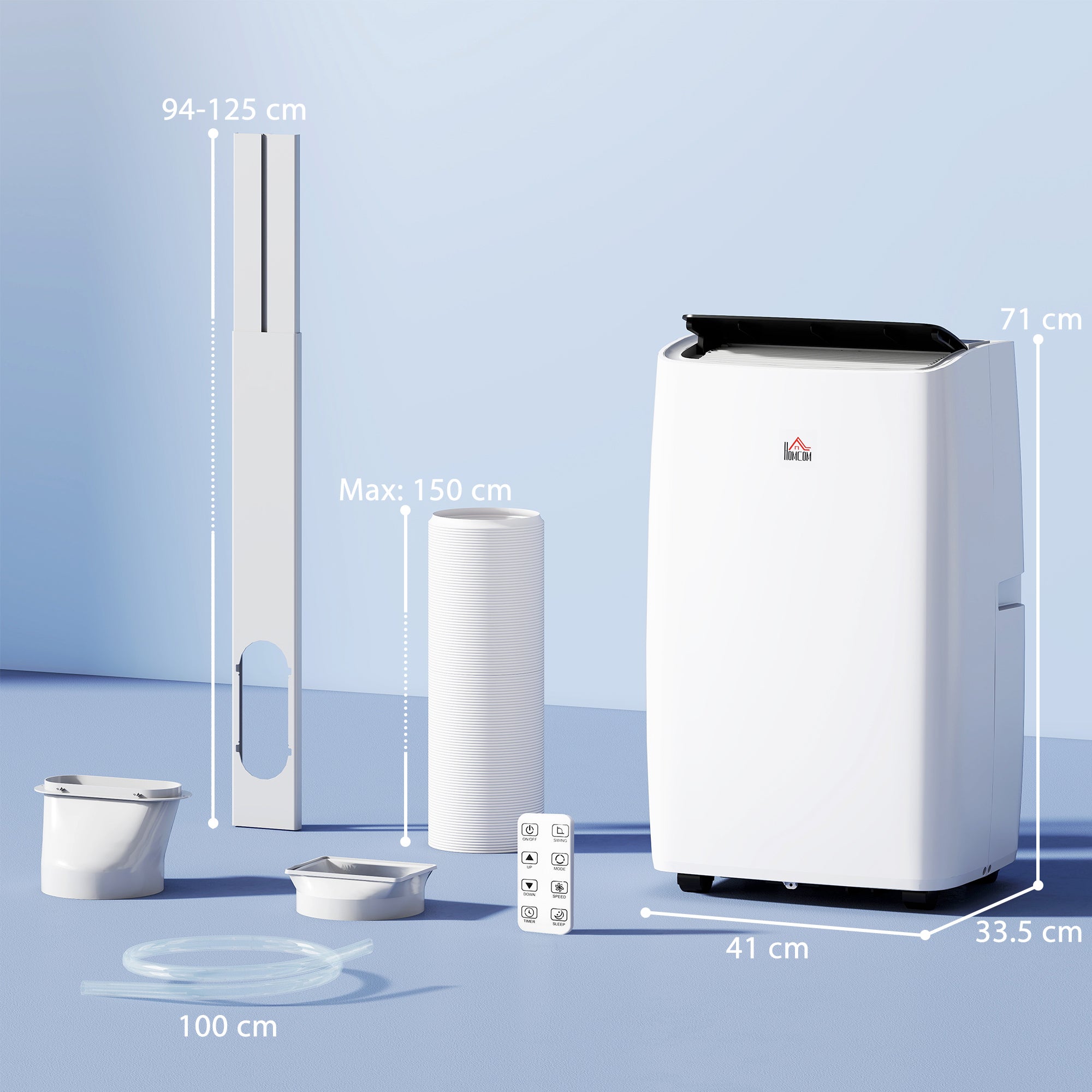 HOMCOM Portable Air Conditioner 14000 BTU, 4-in-1 Air Conditioning Unit, Dehumidifier, Cooling, Fan, Sleep Mode with 3 Speeds, Remote Control, LED Display, 24H Timer, Window Kit, Children Lock, 40m²